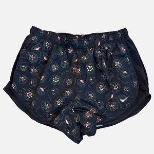 Nike Dri-Fit black floral running shorts lined drawstring 1X